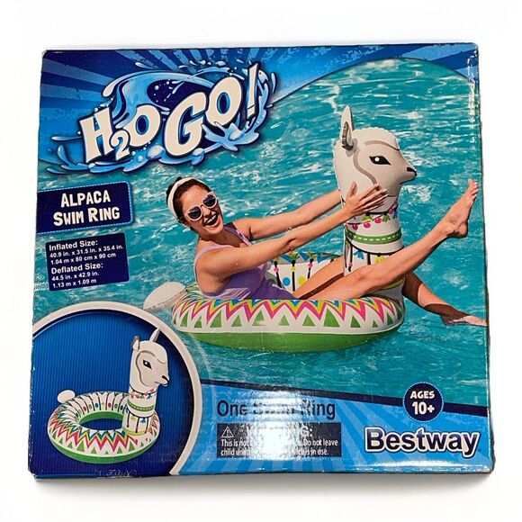 H20 G0! Alpaca Swim Ring Pool Float 40.9x31.5x35.4 in Ages 10+ llama Blow Up - Picture 1 of 7